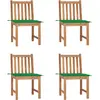 Image de vidaXL Chaises de jardin lot de 4 avec coussins Bois de teck massif