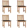 Image de vidaXL Chaises de jardin lot de 4 avec coussins Bois de teck massif