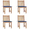 Image de vidaXL Chaises de jardin lot de 4 avec coussins Bois de teck massif