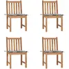 Image de vidaXL Chaises de jardin lot de 4 avec coussins Bois de teck massif
