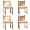Image de vidaXL Chaises de jardin lot de 4 avec coussins Bois de teck massif