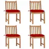 Image de vidaXL Chaises de jardin lot de 4 avec coussins Bois de teck massif