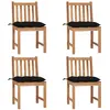 Image de vidaXL Chaises de jardin lot de 4 avec coussins Bois de teck massif
