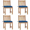 Image de vidaXL Chaises de jardin lot de 4 avec coussins Bois de teck massif