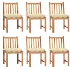 Image de vidaXL Chaises de jardin lot de 6 avec coussins Bois de teck massif