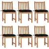 Image de vidaXL Chaises de jardin lot de 6 avec coussins Bois de teck massif