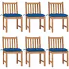 Image de vidaXL Chaises de jardin lot de 6 avec coussins Bois de teck massif