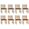 Image de vidaXL Chaises de jardin lot de 8 avec coussins Bois de teck massif