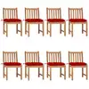 Image de vidaXL Chaises de jardin lot de 8 avec coussins Bois de teck massif