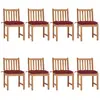 Image de vidaXL Chaises de jardin lot de 8 avec coussins Bois de teck massif