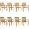 Image de vidaXL Chaises de jardin empilables 8 pcs Bois de teck solide