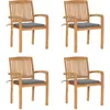 Image de vidaXL Chaises de jardin empilables avec coussins lot de 4 Teck solide
