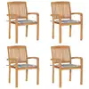 Image de vidaXL Chaises de jardin empilables avec coussins lot de 4 Teck solide