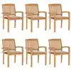 Image de vidaXL Chaises de jardin empilables avec coussins lot de 6 Teck solide