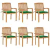 Image de vidaXL Chaises de jardin empilables avec coussins lot de 6 Teck solide