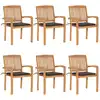Image de vidaXL Chaises de jardin empilables avec coussins lot de 6 Teck solide