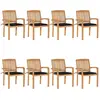 Image de vidaXL Chaises de jardin empilables avec coussins lot de 8 Teck solide