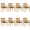 Image de vidaXL Chaises de jardin empilables avec coussins lot de 8 Teck solide