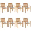 Image de vidaXL Chaises de jardin empilables avec coussins lot de 8 Teck solide