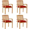 Image de vidaXL Chaises de jardin empilables avec coussins lot de 4 Teck solide