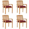 Image de vidaXL Chaises de jardin empilables avec coussins lot de 4 Teck solide
