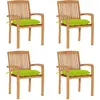 Image de vidaXL Chaises de jardin empilables avec coussins lot de 4 Teck solide
