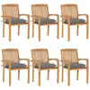 Image de vidaXL Chaises de jardin empilables avec coussins lot de 6 Teck solide