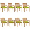 Image de vidaXL Chaises de jardin empilables avec coussins lot de 8 Teck solide