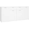 Image de vidaXL Buffet, Blanc, 160x36x75 cm, Bois d’ingénierie, Table de buffet, Armoire avec 4 portes & 2 tiroirs, Organisateur maison, Fixable au mur