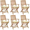 Image de vidaXL Chaises pliables de jardin lot de 6 avec coussins Bois d'acacia