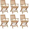 Image de vidaXL Chaises pliables de jardin lot de 6 avec coussins Bois d'acacia