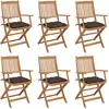 Image de vidaXL Chaises pliables de jardin lot de 6 avec coussins Bois d'acacia