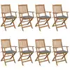 Image de vidaXL Chaises pliables de jardin lot de 8 avec coussins Bois d'acacia