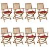 Image de vidaXL Lot de 8 Chaises Pliables de Jardin avec Coussins, Sièges de Terrasse, Chaises de Salle à Manger, Meubles de Patio Extérieur, Bois d'Acacia