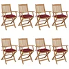 Image de vidaXL 8X Bois d'Acacia Chaises Pliables de Jardin avec Coussins Fauteuils de Salle à Manger Chaises de Terrasse Chaises de Patio Fauteuils de Jardin