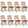 Image de vidaXL Lot de 8 Chaises Pliables de Jardin avec Coussins, Sièges de Terrasse, Chaises de Salle à Manger, Meubles de Patio Extérieur, Bois d'Acacia