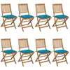 Image de vidaXL Chaises pliables de jardin lot de 8 avec coussins Bois d'acacia