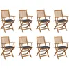 Image de vidaXL Chaises pliables d'extérieur et coussins lot de 8 Bois d'acacia
