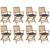 Image de vidaXL Chaises pliables d'extérieur et coussins lot de 8 Bois d'acacia