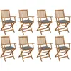 Image de vidaXL Chaises pliables d'extérieur et coussins lot de 8 Bois d'acacia