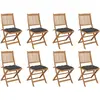 Image de vidaXL Chaises pliables d'extérieur et coussins lot de 8 Bois d'acacia