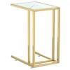 Image de vidaXL Table d'Appoint pour Ordinateur Bout de Canapé Table de Salon Meuble de Salle de Séjour Intérieur Marbre Blanc 50x35x65cm Verre Trempé
