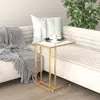 Image de vidaXL Table d'appoint ordinateur Marbre blanc 50x35x65cm Verre trempé