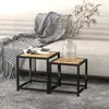 Image de vidaXL Tables à thé 2 pcs MDF Noir et jaune