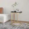 Image de vidaXL Table d'appoint Doré et marbre noir 45 cm Verre trempé