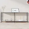 Image de vidaXL Table console Blanc 200x35x75,5 cm Verre trempé