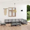 Image de vidaXL Salon de jardin 10 pcs gris bois de pin massif
