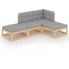 Image de vidaXL Bois de Pin Massif Salon de Jardin 4 pcs avec Coussins Mobilier de Jardin Meubles d'Extérieur Mobilier de Patio Meubles de Terrasse