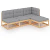 Image de vidaXL Salon de Jardin 4 pcs avec Coussins Bois de pin Massif