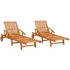 Image de vidaXL Lot de 2 Chaises Longues, Bain de Soleil, Transat de Terrasse, Siège de Jardin Balcon Patio Extérieur, Bois d'Acacia Solide